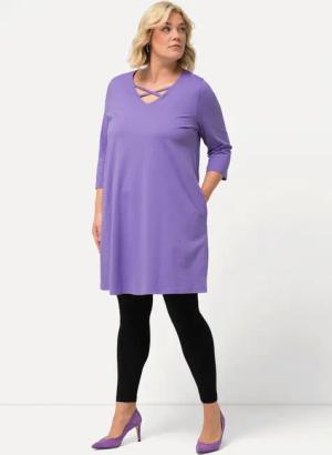 Ulla Popken Longshirt Longshirt Zierbänder A-Linie