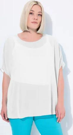 Ulla Popken Druckbluse Chiffonbluse Oversized Rundhals