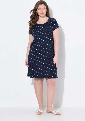 Ulla Popken Jerseykleid Bellieva-Jerseykleid Raffung Halbarm