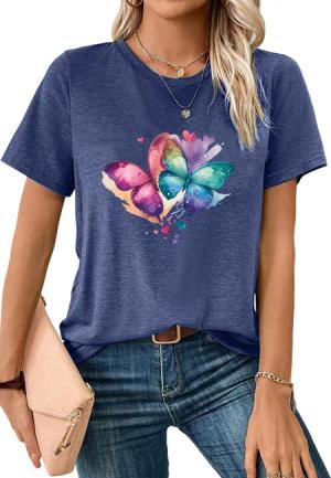 PYL T-Shirt bequemes Shirt Damen Kurzarm