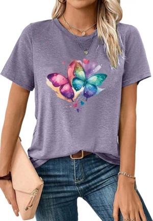 PYL T-Shirt bequemes Shirt Damen Kurzarm