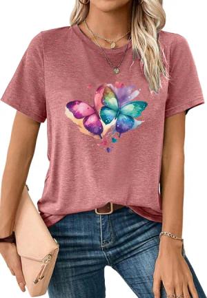 PYL T-Shirt bequemes Shirt Damen Kurzarm