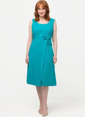 Ulla Popken Midikleid Kleid drapiert V-Ausschnitt