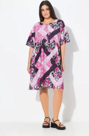 Ulla Popken Jerseykleid Kleid A-Linie Tunika-Ausschnitt
