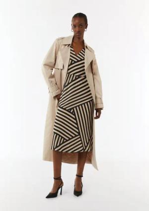 Comma Maxikleid Gestreiftes Midikleid aus Chiffon