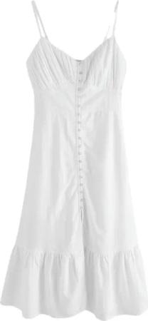 Next Midikleid Durchgeknöpftes Midikleid mit Leinenanteil