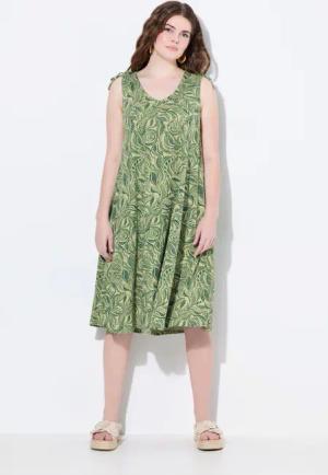 Ulla Popken Jerseykleid Midikleid V-Ausschnitt ärmellos
