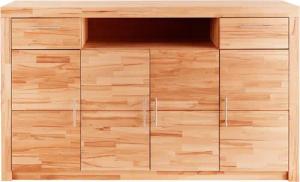 VOGL Möbelfabrik Highboard "Toronto", opt. Glastüren, teilmassiv, Rahmenoptik, Made in Germany