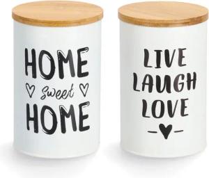 Zeller Present Vorratsdose "Quotes", (Set, 2 tlg.), moderner Schriftzug, mit Bambusdeckel, 1000 ml