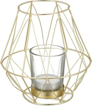 relaxdays Teelichthalter Geometrischer Teelichthalter, Gold