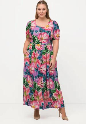 Ulla Popken Dirndl Landhauskleid Leinenmix Rundhals