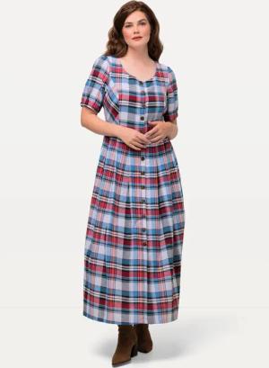 Ulla Popken Dirndl Karokleid Leinenmix Rundhals