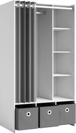 Schlafkontor Kleiderschrank Jenke mit Stoffvorhang Allzweckkleiderschrank