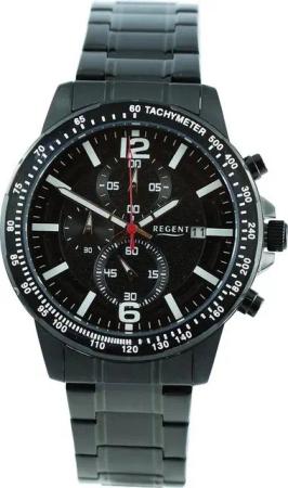 Regent Chronograph Regent Herren Armbanduhr Chronograph, (Chronograph), Herren Armbanduhr rund, extra groß (ca. 44mm), Metallarmband