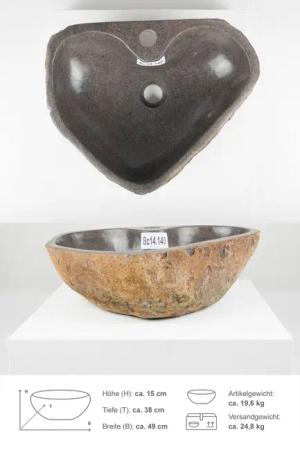 wohnfreuden Aufsatzwaschbecken Naturstein-Waschbecken 40 cm mit