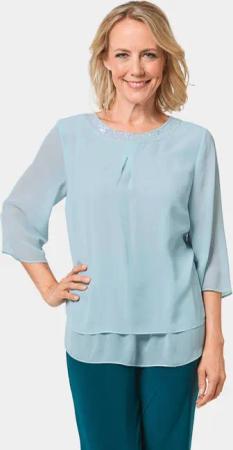 GOLDNER Kurzarmbluse Luftige Chiffonbluse mit Pailletten
