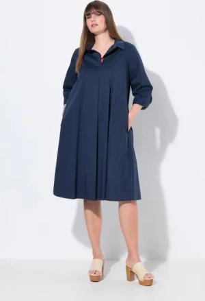 Ulla Popken Midikleid Tunika-Kleid A-Linie Hemdkragen