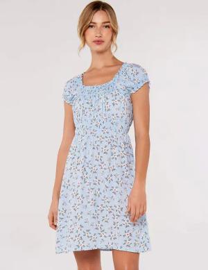 Apricot Minikleid Milkmaid Kleid Orchidee, mit