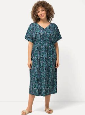Ulla Popken Jerseykleid Jersey-Midikleid Oversized V-Ausschnitt