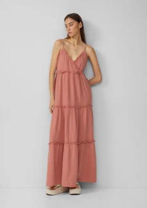 QS Maxikleid Langes Kleid aus Musselin,