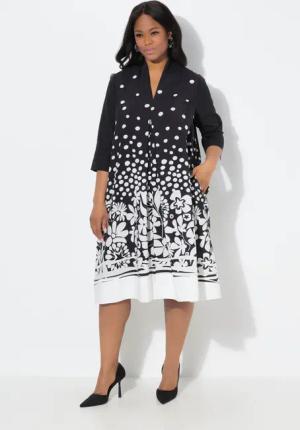 Ulla Popken Midikleid Midikleid Lyocell A-Linie