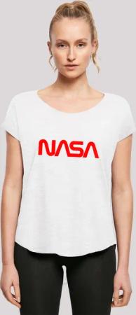F4NT4STIC T-Shirt "Long Cut T-Shirt NASA Modern Logo White", Damen,Premium Merch,Lang,Longshirt,Bedruckt