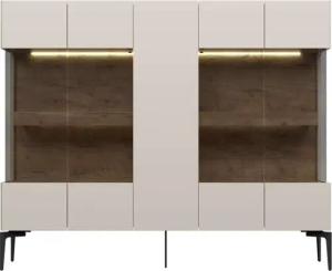 Places of Style Highboard "Sky45 Kommode mit Glastüren, Höhe 142 cm", Vitrine, Lackiert mit wasserbasiertem UV-Lack