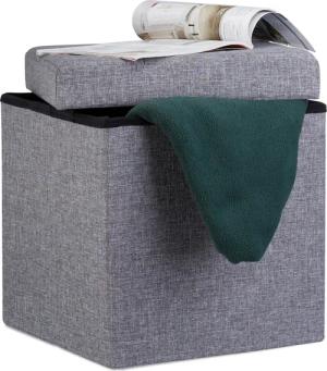 relaxdays Stauraumhocker Faltbarer Sitzhocker mit Stauraum