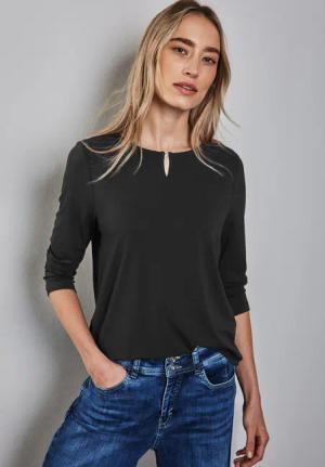 STREET ONE Rundhalsshirt aus strecthigem Viskosematerial