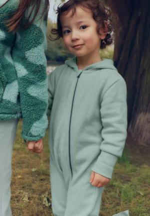hessnatur Baby Softfleece Overall aus Bio-Baumwolle - grün - Größe 74/80