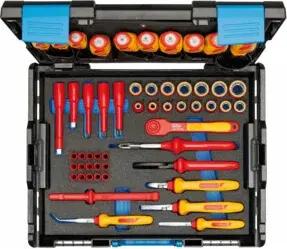 Gedore VDE-Werkzeugkoffer HYBRID, Set 53-tlg, gefüllt, Werkzeug für Elektriker, Kunststoffkoffer, VDE-isoliert, 1100-1094
