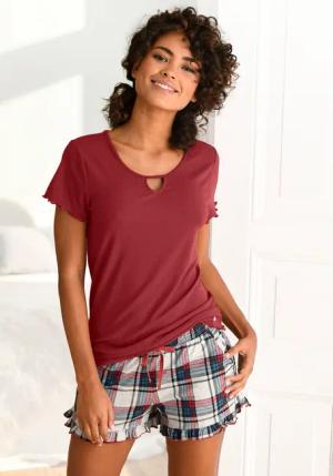 S.OLIVER Damen Pyjamaoberteil weinrot Gr.40/42