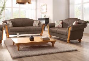 Home affaire Polstergarnitur "Milano, bequem durch Federkern, Landhaus Stil, geschwungene Armlehnen", (2 tlg.), 2-Sitzer und 3-Sitzer