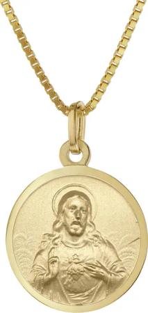 trendor 41482 Herz Jesu Anhänger Ø 16 mm Gold 333 mit goldplattierter Kette