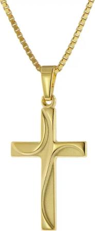 trendor 51943 Kreuz-Anhänger Gold 585 (14Kt) mit Vergoldeter Silberkette