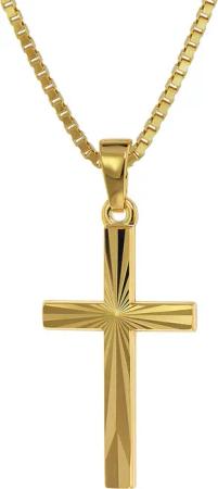 trendor 75438 Kreuz-Anhänger Gold 750 / 18K mit goldplattierter Kette