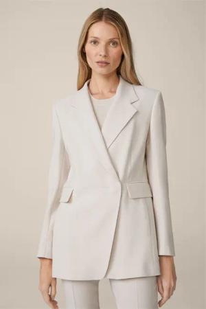 Wollcrêpe-Longblazer in Hellbeige