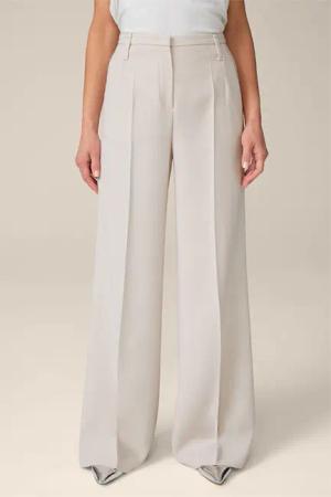 Wollcrêpe-Palazzo-Hose in Hellbeige