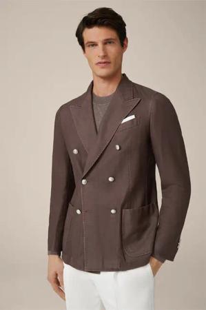 Frosted Wool-Doppelreiher Sakko Secco in Braun