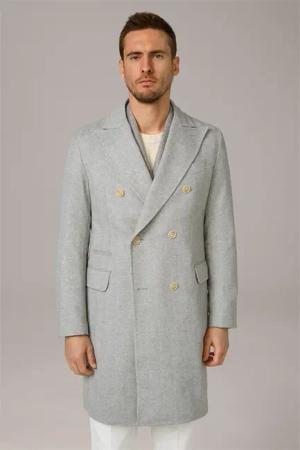 Wollmix-Citymantel Cantro mit Fischgrat in Grau
