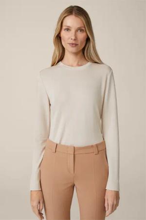 Jersey-Langarm-Shirt aus Tencel in Hellbeige