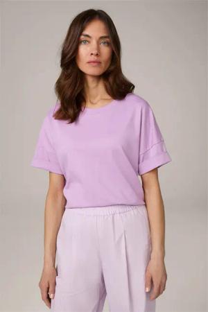 Baumwoll-Interlock Halbarm-Shirt in Flieder