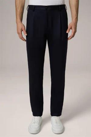 Wollmix-Baukasten-Hose Flomo mit Bundfalte in Navy