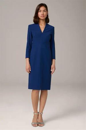 Crêpe-Etui-Kleid in Dunkelblau