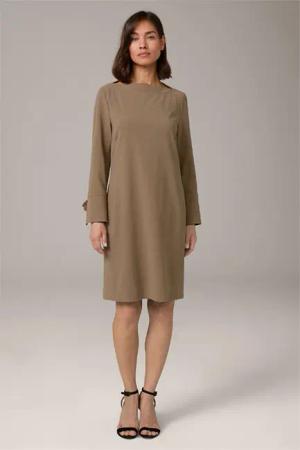 Wollcrêpe-Eggshape-Kleid in Dunkelbeige
