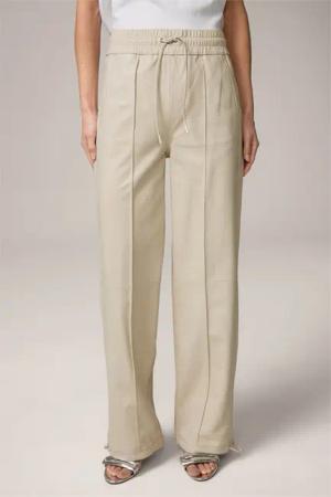 Lammnappa-Leder-Hose im Jogger-Stil in Creme