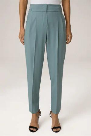 Schurwollcrêpe-Bundfalten-Hose mit Riegeldetails in Hellblau