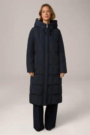 Daunen-Steppmantel mit Kapuze in Navy