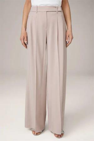 Schurwoll-Palazzo-Hose in Taupe
