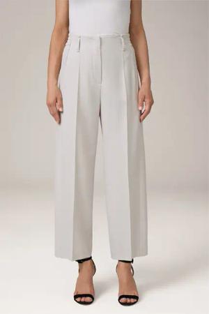 Schurwoll-Twill-Hose im Jogger-Stil in Offwhite